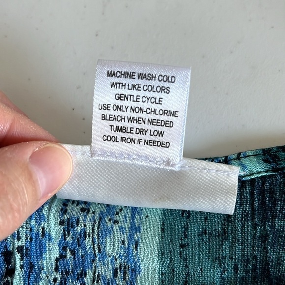 Expressions Bohemian Maxi Caftan House Dress MuuMuu Swim Cover Up Blue Colorful - Picture 7 of 7